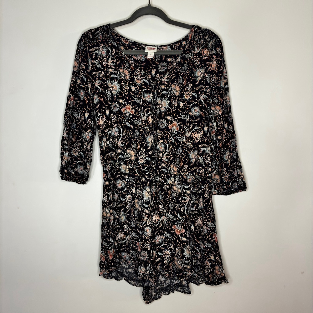 Women's Mossimo Supply Co. Romper Size L Black Floral Boho Chic